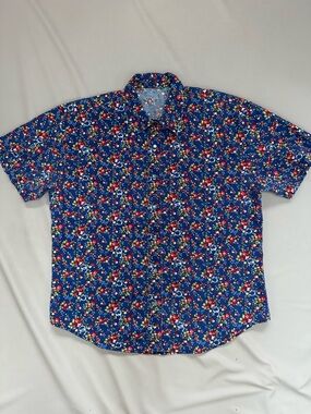 Floral and Horse Shoe Short-Sleeve Button-Up Shirt Equestrian, western